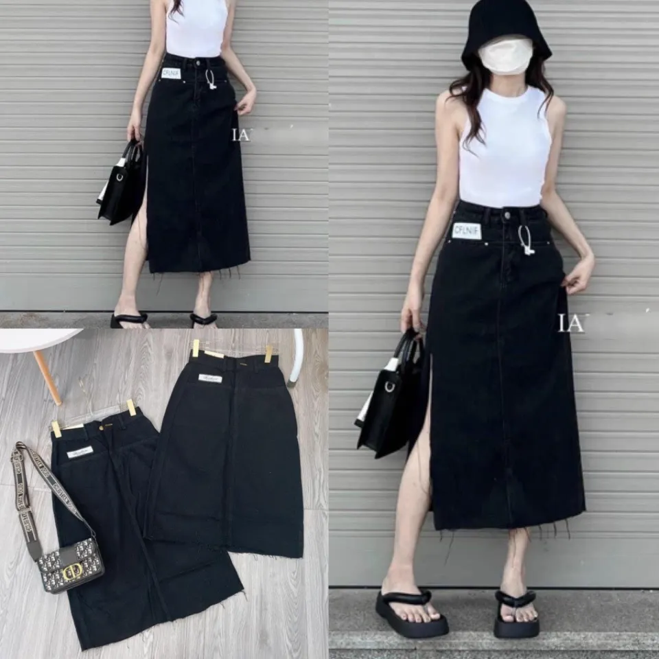 Chân váy bò trẻ trung 2 màu đen, xanh | Shopee Việt Nam
