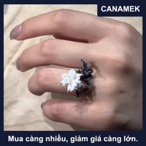 【CANAMEK】 Mandala Hoa Tinh Tế Màu Đen Và Trắng Vòng Cho Phụ Nữ Cá Tính Kim Loại Punk Đảng Finger Nhẫn Thời Trang Đồ Trang Sức Phụ Kiện