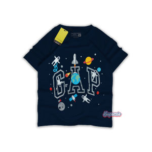 Kaos Anak laki-laki Gambar Astronot planet warna navy untuk umur 1-13 tahun