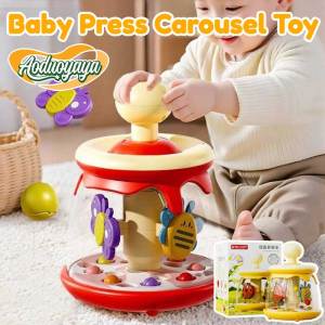 Aoduoyaya Baby Press Carousel Toy Hand Eye Coordination Learning Sensory Toy Kids Puzzle Spinning Bauble