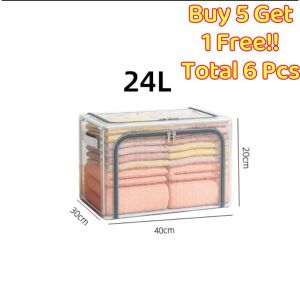 <Buy 5 Free 1> SG SHIP Steel Frame Storage Boxes Foldable Breathable Transparent Clothing Quilt Organizer Dustproof Bag