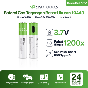 Baterai Cas Isi Ulang 2pcs Smartoools Powerbatt 10440 3.7V Type-C USB Rechargeable Lithium Battery Charge