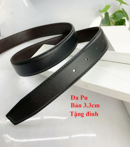 Dây thắt lưng nam da bò nịt may 2 viền không đầu khóa bấm lỗ siêu đẹp 32cm