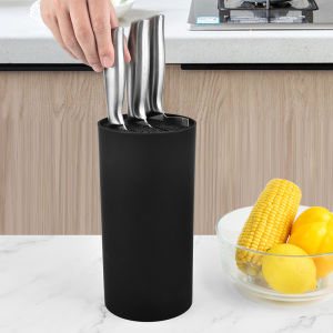 Yo-Fun Knife Block Holder Universal Knife Block without Knives Knife Holder for Kitchen Space Saver Knife Storage with Scissors Slot Black