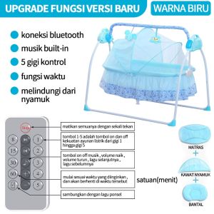 Ayunan Bayi Elektrik+musik +kasur bayi set kelambu Otomatis kendali jarak jauh Portable multifungsi