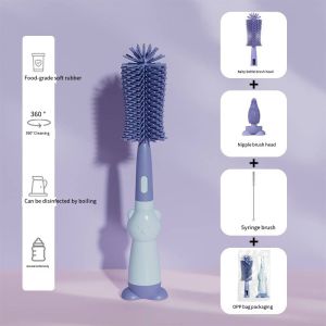 Orzbow Silicone Baby Bottle Brush Set 360° Rotating Cleaner with Cute Handle – BPA Free for Bottle Nipple and Cup