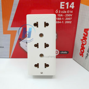 Ổ Cắm Điện Gắn Tường 3 lỗ 2200W Có Nắp Che An Toàn E14 E14N E15N E15 SOPOKA
