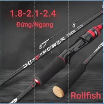 Cần câu lure RollFish đỏ đen máy ngang và máy đứng