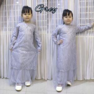 (ZAYIN COLLECTION) DRESS ANAK// MAXI ANAK// GERALDINE KIDS S-M  LD 70CM DAN 74CM USIA 3-6TH (TERGANTUNG ANAK.) BAHAN TILE RUBY MUTIARA SLETING BUKALAPISAN FULL MOSCREPE.