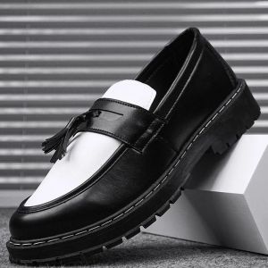 2025 Korean Black Loafers Shoes for Men Casual Leather Shoes Business School Shoes for Men Student Formal Shoes 39-45