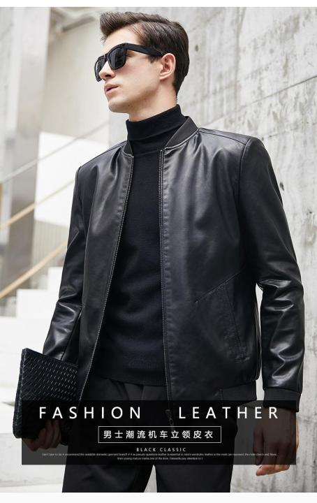 Fuguiniao FGN 2019 Men Leather Jackets Autumn New Men s Korean Style Slim Collar PU Leather Jacket Lazada PH