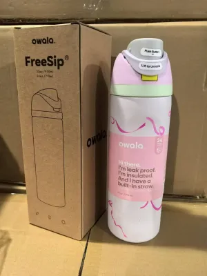 [100% Authentic] Owala FreeSip Insulated Stainless Steel Water Bottle 24Oz/32Oz Owala Water Bottle Gift With Straw BPA-Free Sports Water Bottle