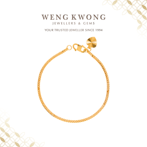 WENG KWONG Machine Curb Chain Bracelet in 22K/ 916 Yellow Gold (3B0247)