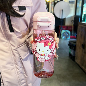 Bình nước trẻ em Sanrio bình có ống hút chuyên dùng cho bé gái đi học bình nước chịu nhiệt độ cao hai kiểu uống chống rơi vỡ dành cho học sinh tiểu học mùa hè.