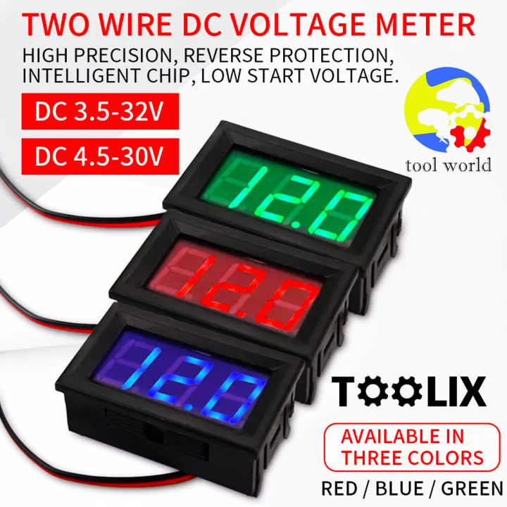 TOOLIX ตัววัดโวลท์ แบบดิจิตอล DC 4.5 - 30.0 V (Mini 0.36 inch DC 4.5V ...