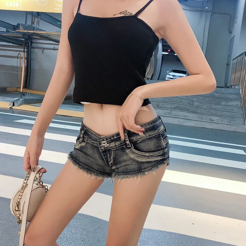 Women mini denim short sexy low waist denim micro shorts women party  clubwear