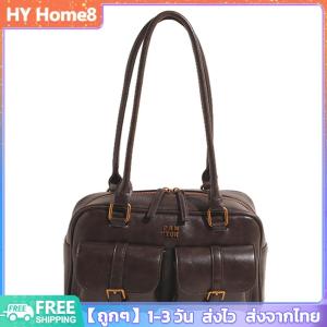 กระเป๋า Boston Tote สำหรับผู้หญิงที่มีกระเป๋าหลายถุงกระเป๋า PU หนัง Vintage Vintage Solid Clutch Purse สำหรับการเดินทาง