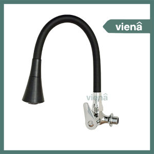 [ VIENA ] Kran Angsa Fleksibel Kran Cuci Piring Keran Sink Kran Dapur Dinding Hitam FF04BLK Terompet
