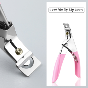 U Word Fake Nail Art Clippers French Straight Acrylic UV False Nail Tips Edge Cutter Stainless Steel Trimmers Manicure Tools