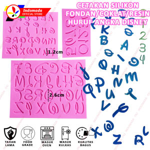 Indomada Cetakan Huruf Besar 2.6cm Kecil 1.2 cm Angka 2.4 cm Disney Fondan Silikon Fondant Alphabet Uppercase Lowercase Numbers Silicone Mold Alfabet Ukiran Gumpaste Clay Hiasan Puding Coklat Resin Epoksi Dekorasi Kue Ultah Ulang Tahun