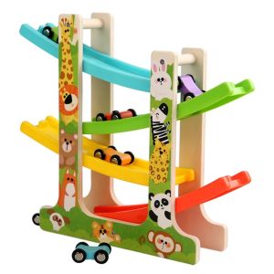 Track Wooden Ramp Racing Toddler Toy Car Set Montessori Educational Toy GameInertia Slide Roller Coaster Racing