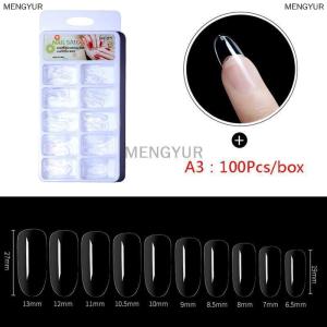 [COD] MENGYUR 1 Box Transparent Coffin Fake Nails Clear Ballet Coffin Almond False Nails Tips