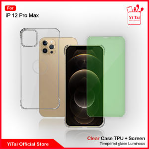 YITAI - Case + Tempered Glass Green Light Full Layar for Iphone 12 Pro Max