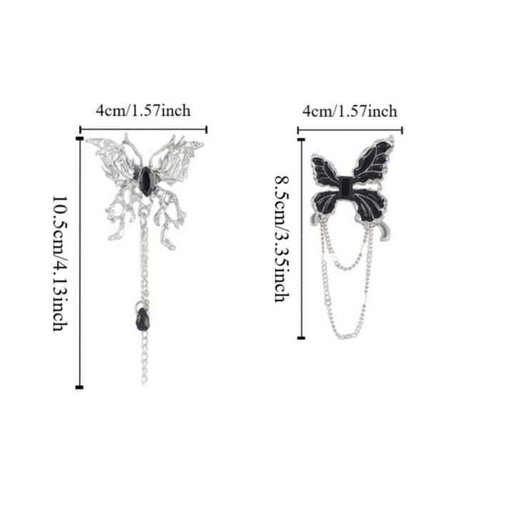 TGTGR 1Pair Đá quý Trâm cài bướm đen Trang trí Cánh Ghim huy hiệu tua ...