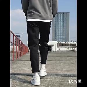 Mens Casual Jeans Pure Cotton Long Pants Straight Mens Pants Workwear Korean Style Trendy Versatile Student Jogger Sweatpants