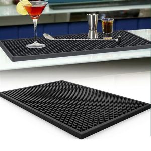 Black Bar Mat Rubber Anti-slip Cafe Bar Mats Rubber Mat Beer Drink Cocktail Coaster Placemat Waterproof Heat Resistant