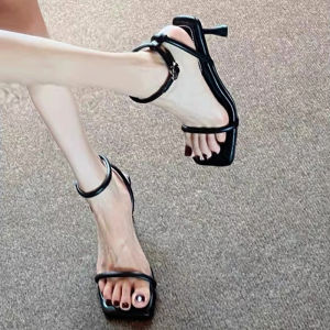 [Free Shipping] Silver high-heeled shoes for women thin heel summer style suitable for pairing with skirts Roman-style high-heeled sandals for women