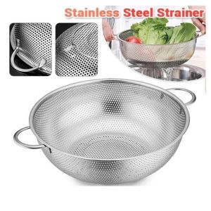 Stainless Steel Kitchen Hole Dense Mesh Sifter Colander Strainer Sieve Baskets