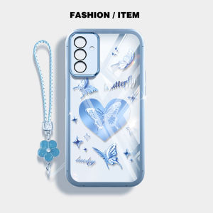 VRQR INS Phone Case For Samsung Galaxy A17 A13 A04S A14 A15 A16 4G 5G Love Rose Butterfly Fresh Casing
