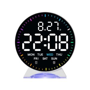ADALIA High-definition LED Digital Alarm Clock 12/24H Display Date Week Digital Desk Clock Minimalist Style Soft Night Light Bedside Clock Living Room