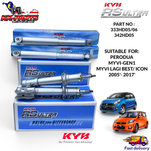 KYB RS Ultra Absorber Perodua Myvi 1.3 1.5 (05-17) Front Left Right Rear Heavy Duty Shock Absorber (333HD05/06 342HD05)
