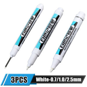 ปากกามาร์กเกอร์สีขาวมันเยิ้มแบบ0.7/1.0/2.5มม. 3ชิ้นกันน้ำปากกากราฟฟิตีเจลเพื่อสิ่งแวดล้อมปากกาเขียนยางรถปากกาอุปกรณ์วาดรูปสมุด