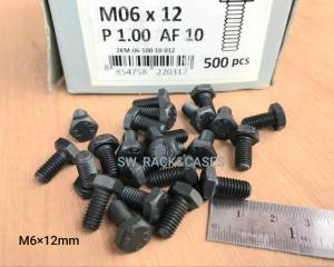 สกรูน็อตตัวผู้มิลดำเบอร์ 10# ขนาด M6x12mm เกลียวตลอด 1.0mm P1.0 AF10  KEF น็อตเบอร์ 10 เกลียว 1.0mm เกรด 8.8 แข็งแรงได้มาตรฐาน
