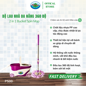 Bộ Lau Nhà Đa Năng Xoay Tay 360 Độ Ohiama Bucket Spin Mop P500 | Dụng cụ Vệ sinh Chăm sóc Nhà cửaTết