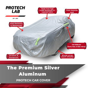 Honda Brio Amaze Protech Lab - Premium 3-Layered All Weather SILVER Aluminum Car Cover
