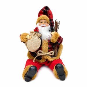 12 Inch Sitting Santa Claus Statue Window Display Figurine Christmas Decorations Cute Home Ornaments Santa Claus Doll Toy Christmas