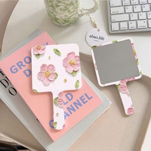 XUNXUAN Hand-Held Make-Up Mirror Flower Square Square Mirrors Portable Ins Style Cosmetic Mirror Woman