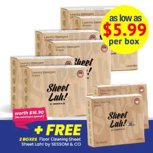 SESSOM & CO Sheet Lah! Laundry Detergent Sheet 6-Box Set 360 Sheets + Free Floor Cleaning Sheet 120 Sheets