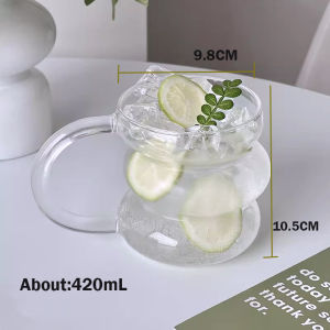 Locaupin Glass Drinkware Heat Resistant Healthy Glass Cups Water Glass Coffee Cups Flower Tea Glass Microwave Safe Glass Tea Cups