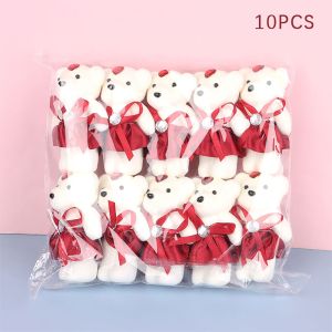 INTOONE 10Pcs/Set Cartoon Bear Doll Cute Soft Valentines Day Flower Bouquet Creative Plush Toys Graduation Valentines Day