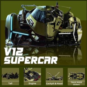 DM MOYU Lamborghinis V12 VISION GRAN TURISMO GT Green Ox Concept Super Sports Car 2527PCS Building Blocks Bricks Kids Toys Gifts 88001
