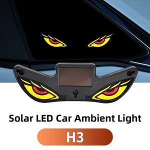MINIFELE 262 Wireless Solar Devil Eyes Car LED Warning Light Suction Cup Vibration Lights on Car Warning Light Dynamic Display Cool EYE Ambient Lights