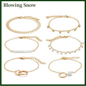 Blowing 6Pcs set Boho Bracelet Set Women Tassels Leaves Circular Chains Bangle Jewelry