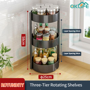 [OKLIFE. SG]360° rotating tray rack/Kitchen Storage Shelf Rack /Seasoning Spices racks/Lazy Susan Turntable