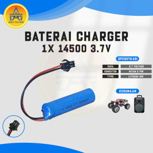 Baterai 14500 3.7V Rechargeable dengan Konektor 2 Pin Hitam Untuk Mainan RC/Speaker