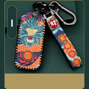 For Mitsubishi Outlander ASX Eclipse Cross Key Case Lucky Key Chain Cowhide Genuine Leather Car Key Protector